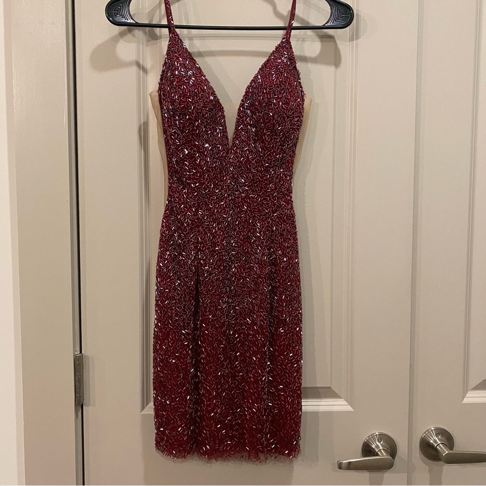dark red sparkly homecoming / prom dress size 00